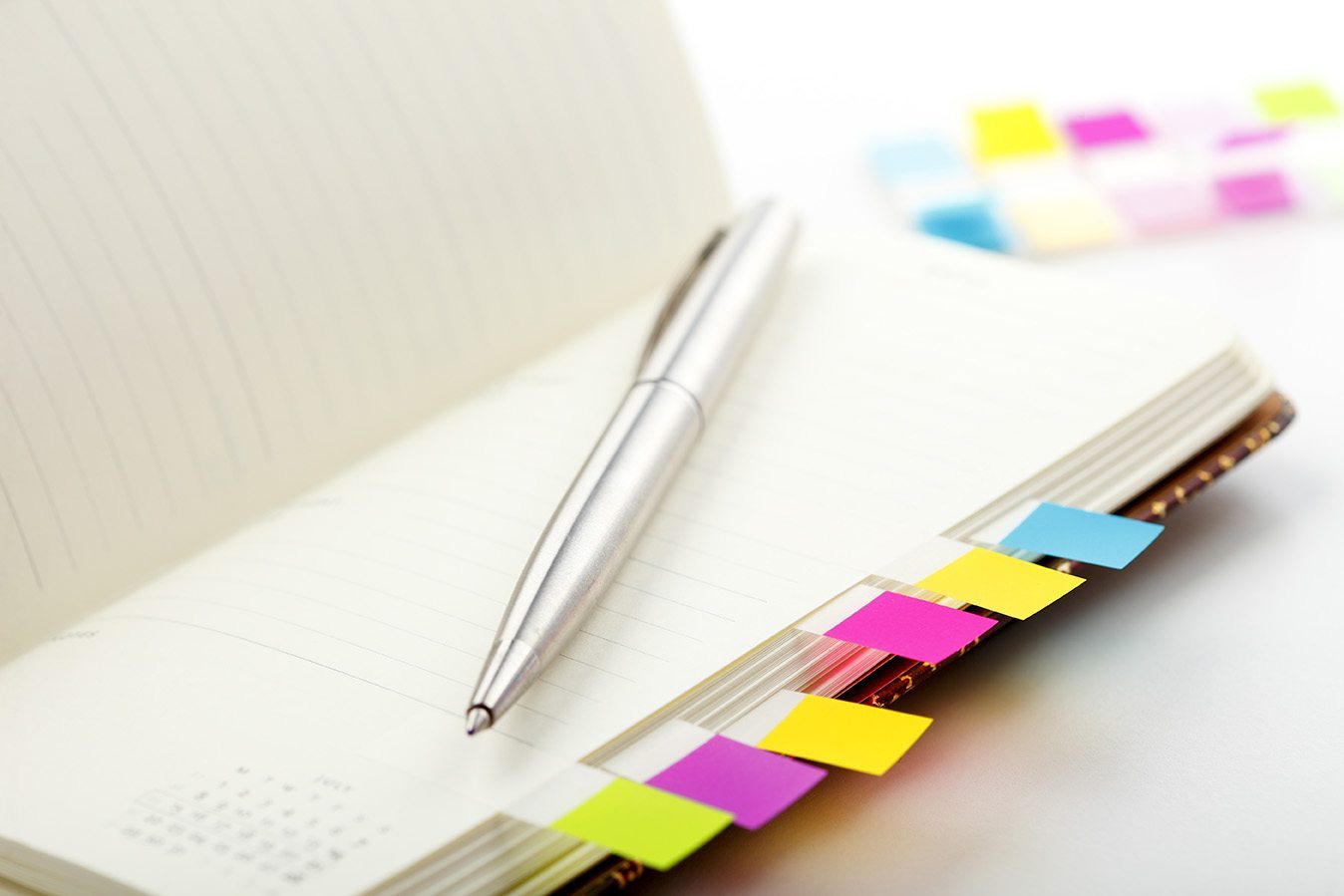 Notebook with bookmark and notepad